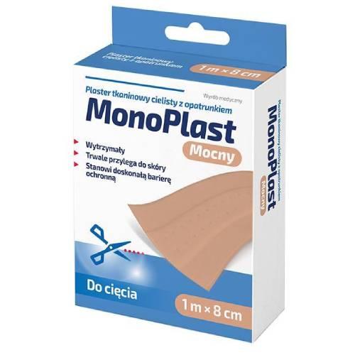Miniaturka artykułu - MonoPlast Mocny Plaster tkaninowy z opatrunkiem cielisty 1 m x 8 cm