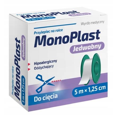 Miniaturka artykułu - MonoPlast Przylepiec jedwabny 5 m x 1,25 cm, 1 szt.