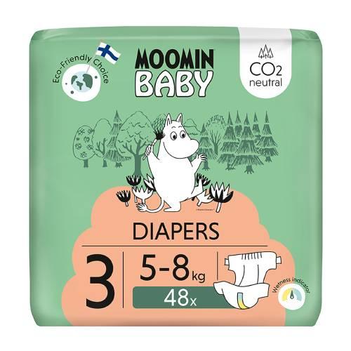 Miniaturka artykułu - MOOMIN BABY Diapers Pieluszki ekologiczne 3 (5-8kg), 48szt.