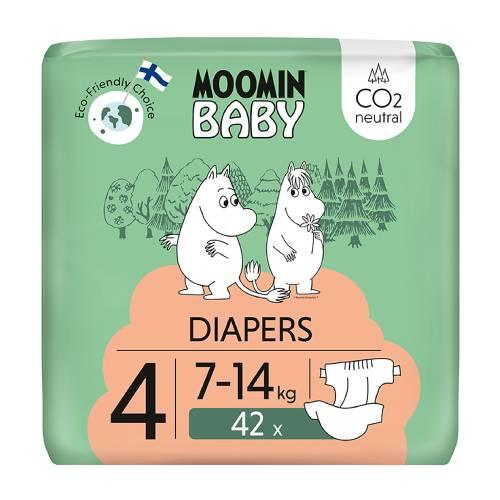 Miniaturka artykułu - MOOMIN BABY Diapers Pieluszki ekologiczne 4 (7-14kg), 42szt.