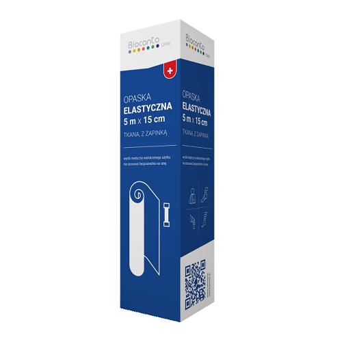 Zdjęcie produktu - BIOCANTO Opaska elastyczna tkana z zapinką 5m x 15cm, 1 szt.