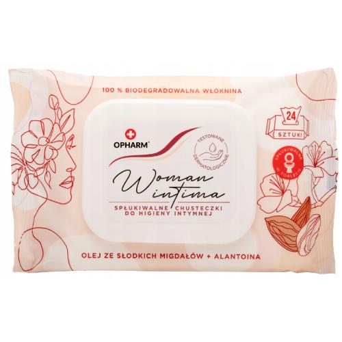Zdjęcie produktu - OPHARM Chusteczki nawilżane do higieny intymnej Woman Intima Almond, 24szt.