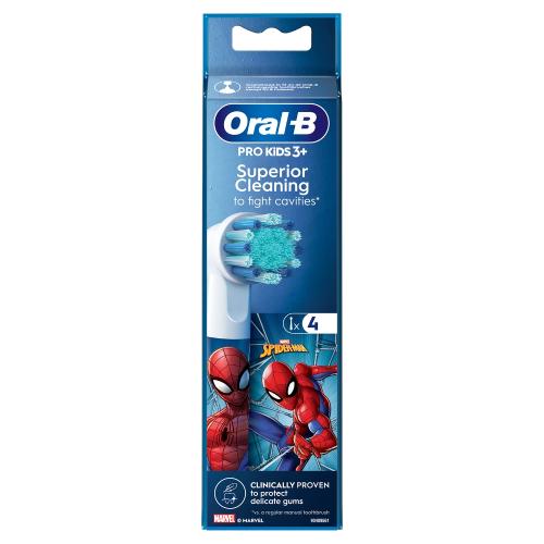 Zdjęcie produktu - Oral-B Pro Kids 3+ Superior Cleaning Końc&oacute;wki wymienne do szczoteczek elektrycznych Spider-Man, 4 szt.