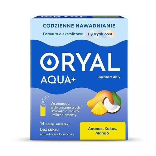 Zdjęcie produktu - Oryal Aqua Elektrolity o smaku ananas-kokos-mango, 14 sasz.