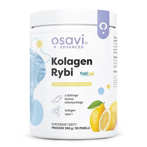 Zdjęcie produktu - OSAVI Kolagen rybi z dzikiego dorsza w proszku o smaku cytrynowym, 360 g