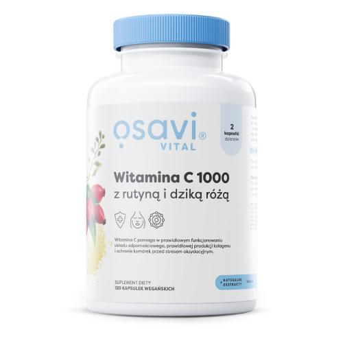 Zdjęcie produktu - OSAVI Witamina C 1000 z rutyną i dziką r&oacute;żą, 120 kaps.