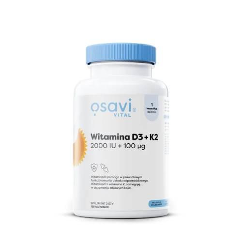 Zdjęcie produktu - Osavi Witamina D3 + K2 2000IU, 120 kaps.