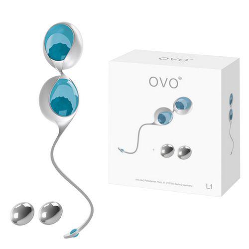 OVO L1 Love Balls White Light Blue Kulki gejszy do ćwiczenia mięśni kegla 