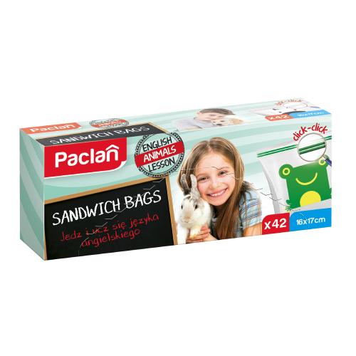 Zdjęcie produktu - PACLAN Sandwich Bags Woreczki śniadaniowe - strunowe, 42szt.