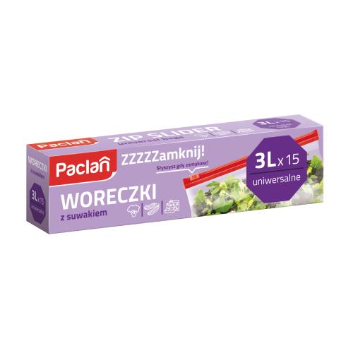 Zdjęcie produktu - PACLAN Woreczki na mrożonki z suwakiem 3l, 15szt.