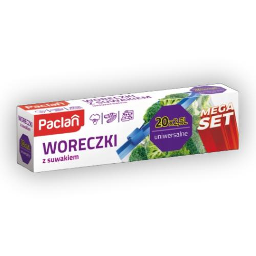 Zdjęcie produktu - Paclan Woreczki z suwakiem 2,5l, 20 szt.