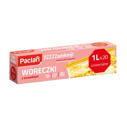Zdjęcie produktu - PACLAN Woreczki na mrożonki z suwakiem 1l, 20szt.