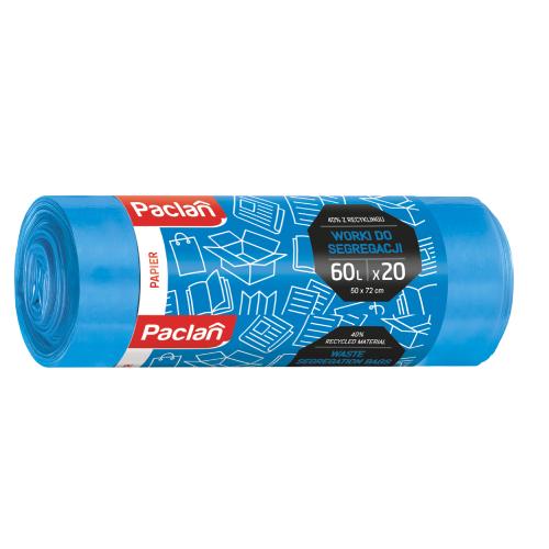 Zdjęcie produktu - PACLAN Worki na śmieci do segregacji Papier 60l, 20szt.