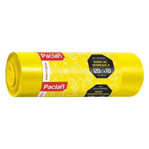 Zdjęcie produktu - PACLAN Worki na śmieci do segregacji Plastik Metal 120l, 10szt.