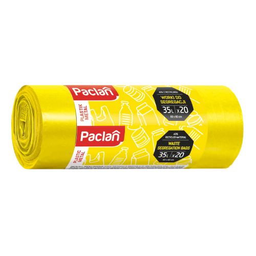 Zdjęcie produktu - PACLAN Worki na śmieci do segregacji Plastik Metal 35l, 20szt.