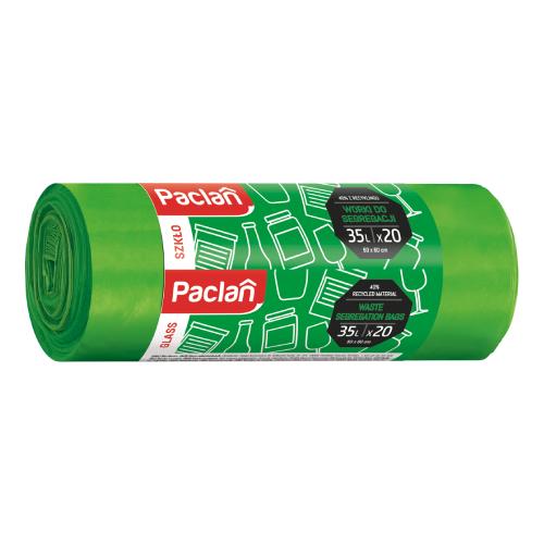 Zdjęcie produktu - PACLAN Worki na śmieci do segregacji Szkło 35l, 20szt.