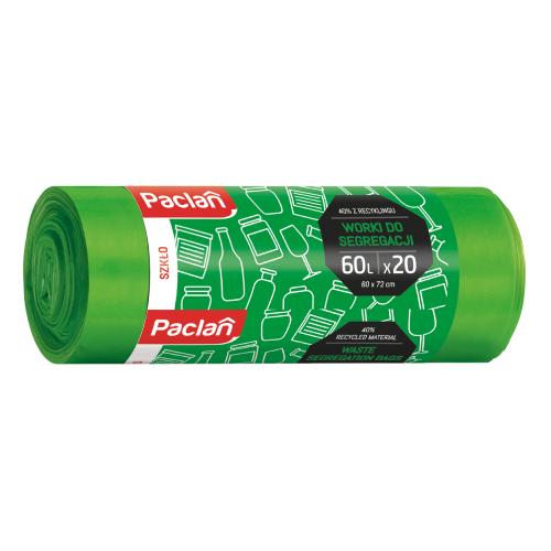 Zdjęcie produktu - PACLAN Worki na śmieci do segregacji Szkło 60l, 20szt.