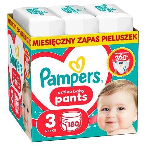 Zdjęcie produktu - Pampers Active Baby Pants 3 Pieluchomajtki dla dzieci, 180 szt.