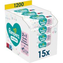 Zdjęcie produktu - Pampers Chusteczki nawilżane Sensitive, 15 x 80szt.