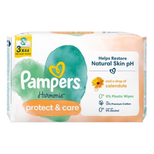 Zdjęcie produktu - Pampers Harmonie Protect&Care Chusteczki nawilżane, 3x44szt.