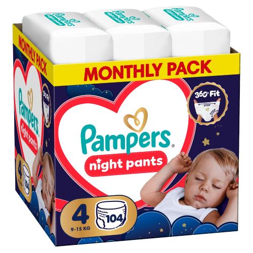 Zdjęcie produktu - Pampers Night Pants 4 Pieluchomajtki dla dzieci, 104 szt.