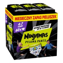 Zdjęcie produktu - PAMPERS NINJAMAS Pieluchomajtki na noc dla chłopc&oacute;w 4-7 lat (17-30 kg), 60 szt.