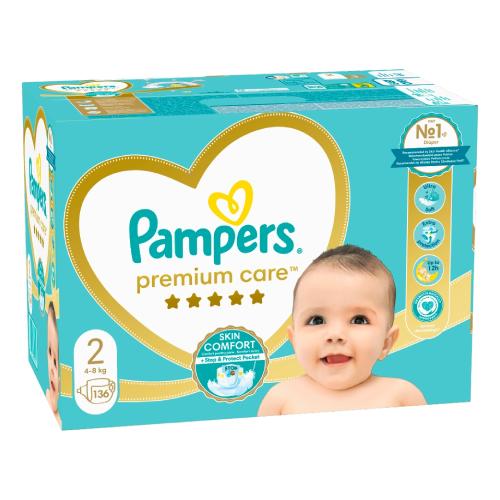 Zdjęcie produktu - Pampers Premium Care 2 Pieluszki 4-8 kg, 136 szt.