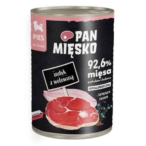 Zdjęcie produktu - Pan Mięsko Karma mokra dla psa Indyk z wołowiną (szczeniak), 400 g