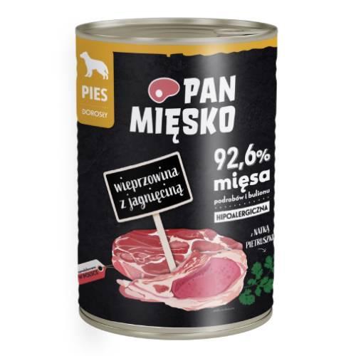 Zdjęcie produktu - Pan Mięsko Karma mokra dla psa Wieprzowina z jagnięciną (dorosły), 400 g