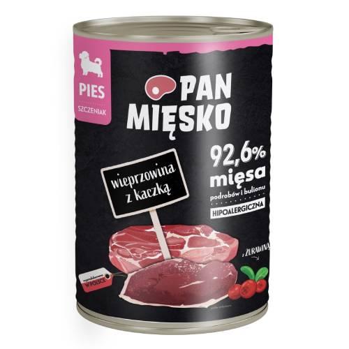 Zdjęcie produktu - Pan Mięsko Karma mokra dla psa Wieprzowina z kaczką (szczeniak), 400 g