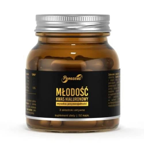 Zdjęcie produktu - Panaseus Młodość Kwas hialuronowy, 50 kaps.