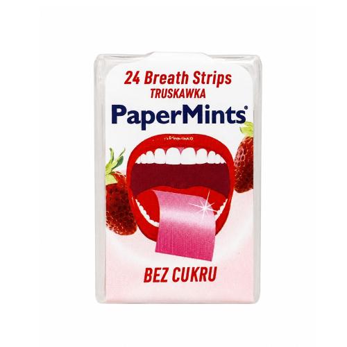 Zdjęcie produktu - PaperMints Listki do ust odświeżające truskawkowe, 24 szt.