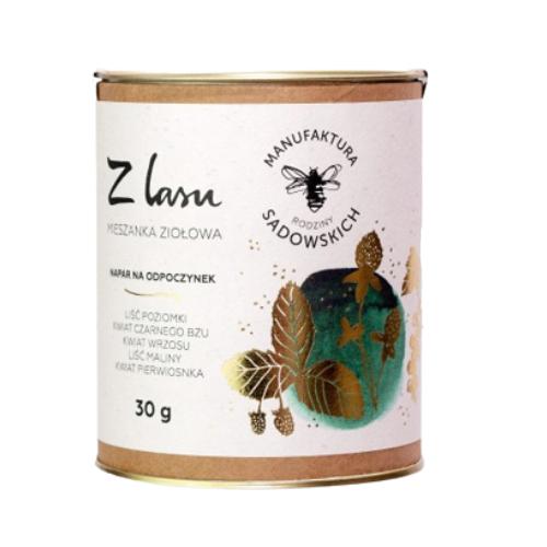 Zdjęcie produktu - PASIEKI RODZINY SADOWSKICH Herbata ziołowa "Z lasu" na odpoczynek, 30g