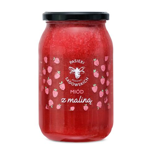 PASIEKI RODZINY SADOWSKICH Mi&oacute;d wielokwiatowy z maliną, 1150g
