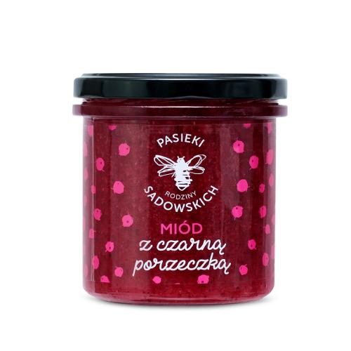 Zdjęcie produktu - PASIEKI RODZINY SADOWSKICH Mi&oacute;d z czarną porzeczką, 430g