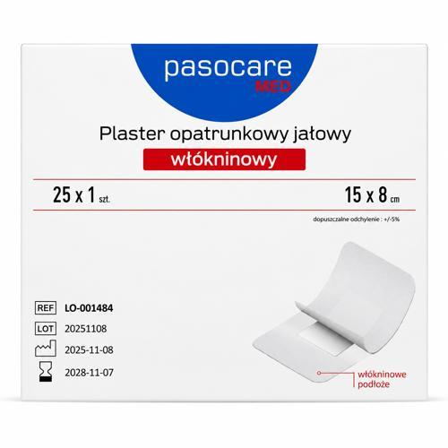 Zdjęcie produktu - Pasocare Med Plaster opatrunkowy jałowy, wł&oacute;kninowy 15 x 8 cm, 25 szt.