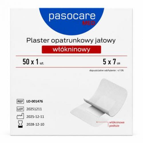 Zdjęcie produktu - Pasocare Med Plaster opatrunkowy jałowy, wł&oacute;kninowy 5 x 7 cm, 50 szt.