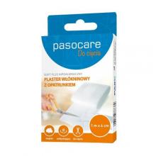 Zdjęcie produktu - PASOCARE SOFT PLUS Plaster wł&oacute;kninowy z opatrunkiem 1m x 6cm, 1szt.