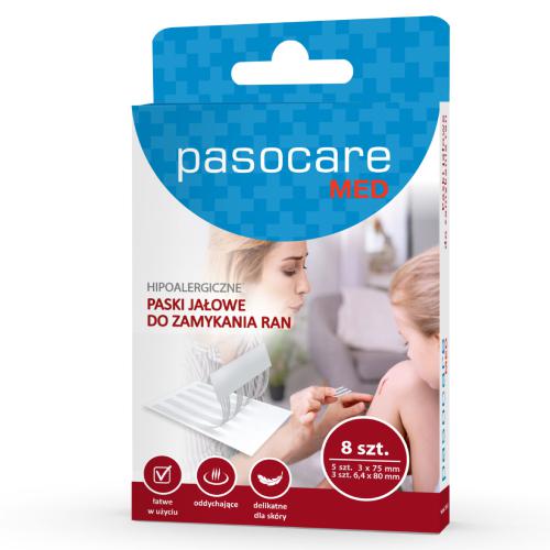 Zdjęcie produktu - PASOCARE Sterylne paski do zamykania ran med, 8szt.