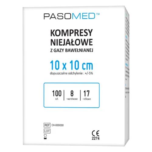Zdjęcie produktu - Pasomed Kompresy niejałowe 17 nitkowe 8 warstwowe 10 x 10 cm, 100 szt.