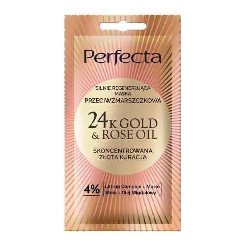 Zdjęcie produktu - Perfecta 24K Gold&Rose Oil Maska do twarzy silnie regenerująca przeciwzmarszczkowa, 8 ml
