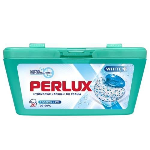 Zdjęcie produktu - PERLUX White+ Hybrydowe kapsułki do prania, 20 szt.