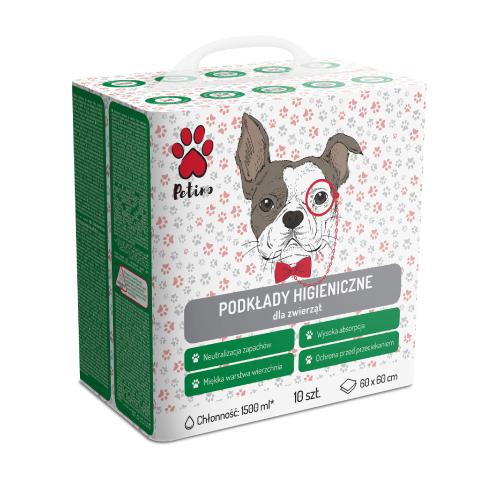 Zdjęcie produktu - PETINO Podkłady higieniczne dla zwierząt 60x60cm, 10szt.