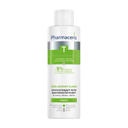 Zdjęcie produktu - Pharmaceris T Sebo-Acidum-Claris Oczyszczający płyn bakteriostatyczny do twarzy, dekoltu i plec&oacute;w, 190 ml