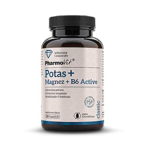 Zdjęcie produktu - PHARMOVIT Potas + Magnez + B6 Active, 120 kaps.