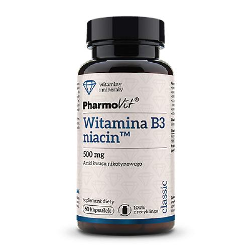 Zdjęcie produktu - PHARMOVIT Witamina B3 niacin 500 mg, 60 kaps.