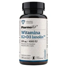 Zdjęcie produktu - PHARMOVIT Witamina K2 + D3 lanolin, 60kaps