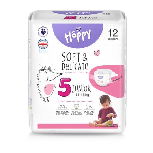 Zdjęcie produktu - Bella Baby Happy Soft & Delicate Junior 5 Pieluszki 11-18kg, 12szt.
