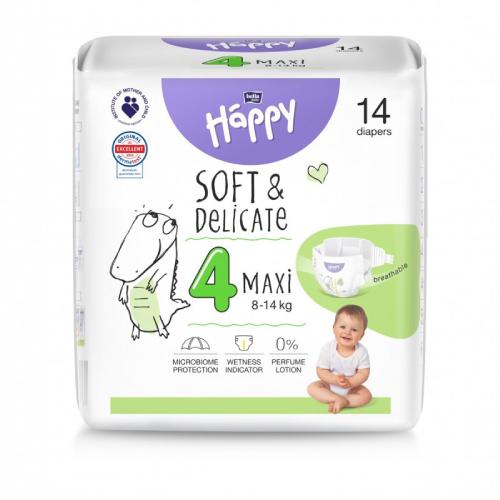 Zdjęcie produktu - Bella Baby Happy Soft & Delicate Maxi 4 Pieluszki 8-14kg, 14szt.