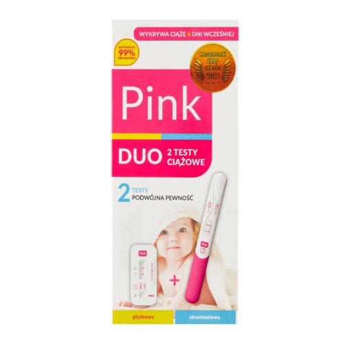 Zdjęcie produktu - PINK DUO Podw&oacute;jny test ciążowy płytkowy i strumieniowy, 2szt.
